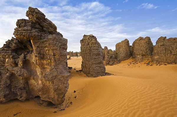 Bizarre rock formations in the Libyan stone desert, Tassili Maridet, Libya, Sahara, North Africa