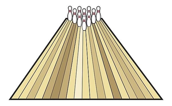 Bowling pins on bowling lane