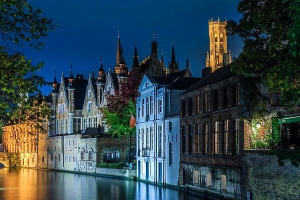 Canal with Belfry in Bruges, Belgium