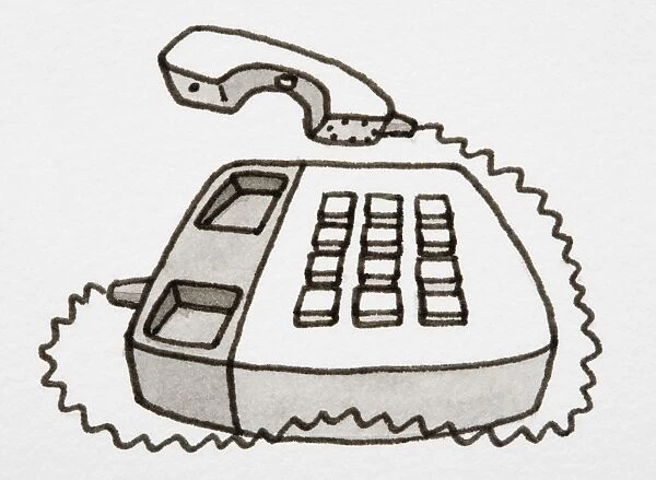 Ringing Telephone Sketch - Telephone - Pin | TeePublic
