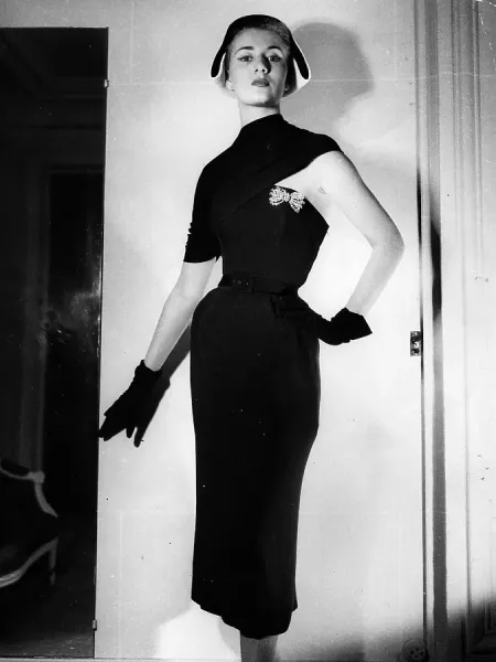 Dior Asymmetrical Shoulder Evening Dress Print 1951. Art Prints, Posters &  Puzzles from Fine Art Storehouse