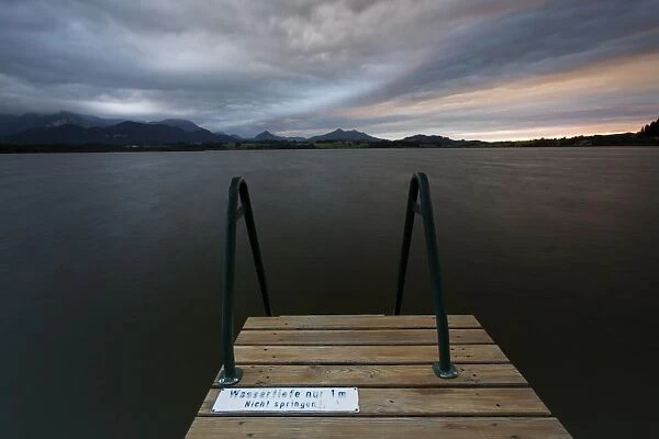 Evening mood at Lake Hopfensee in Allgaeu, Bavaria, Germany, Europe, PublicGround