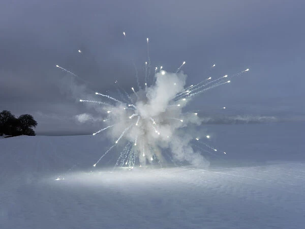 explosion in winter landscape
