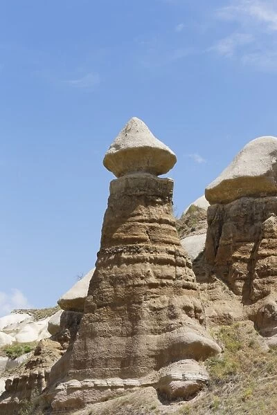 Fairy chimney, Pigeon Valley or Guvercinlik Vadisi, Goreme National Park, Nevsehir Province, Cappadocia, Central Anatolia Region, Anatolia, Turkey