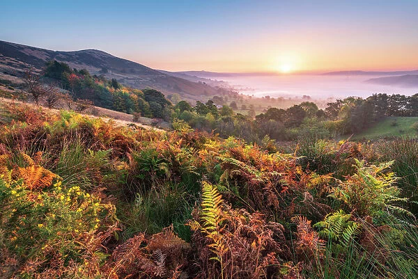 Hope valley Autumn sunrise, Castleton, English Peak District. UK