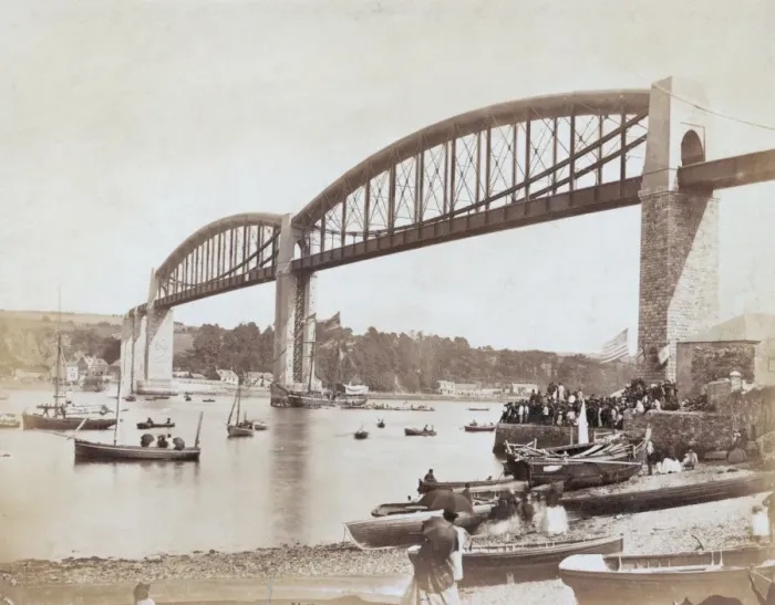Framed Print : Newly Built Bridge Print: Royal Albert Bridge at Saltash, Cornwall Framed Print : Newly Built Bridge Print: Royal Albert Bridge at Saltash, Cornwall