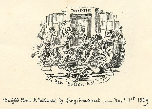 Humour comment The New Police Act 19th century cartoon