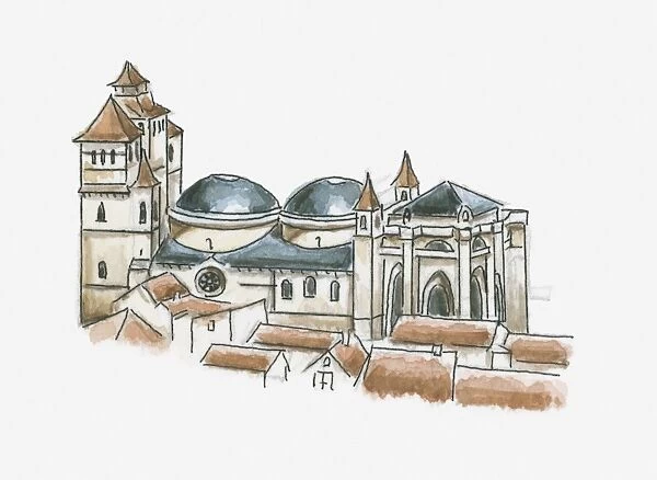 Illustration of Cathedrale Saint-Etienne, Cahors, Lot, France