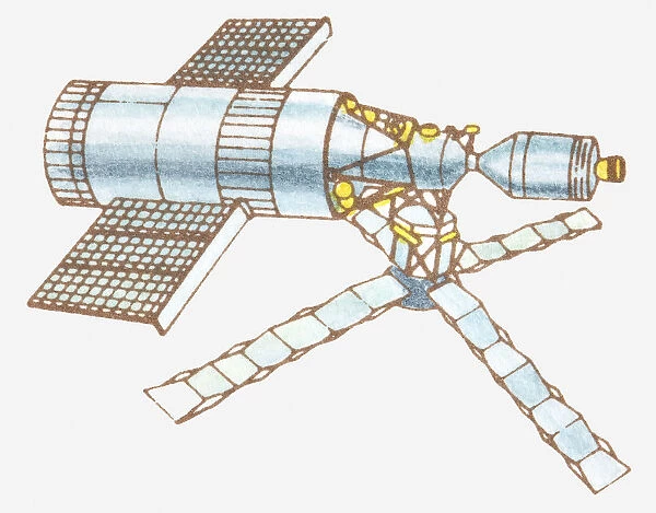 Illustration of NASA skylab space station, 1970s