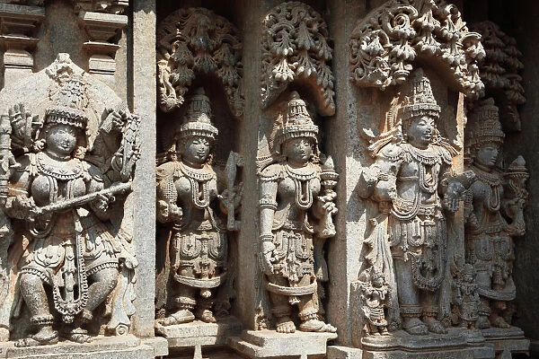 Images of deities on the wall of Kesava Temple, Keshava Temple, Hoysala style, Somnathpur, Somanathapura, Karnataka, South India, India, South Asia, Asia