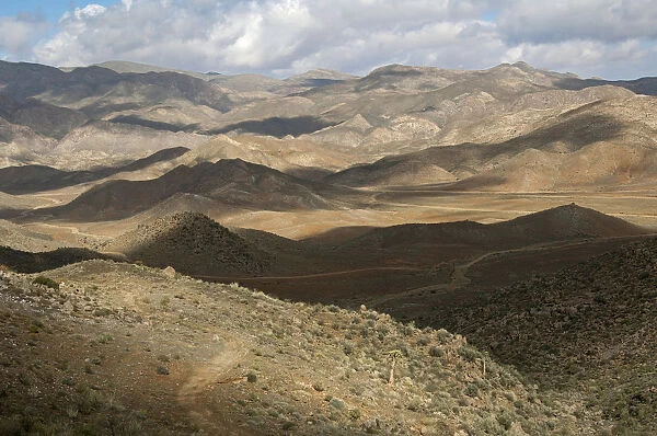 Interplay of light and shadow on a hilly landscape, Richtersveld, Richtersveld Nationalpark, Northern Cape, South Africa