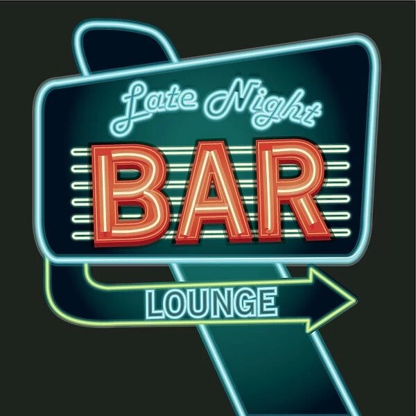 Late night retro Bar lounge neon sign