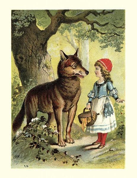 Little Red Riding Hood And The Wolf Framed Prints Wall Art