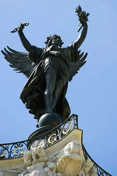 Low angle view of a statue, La Fontaine Des Quinconces, Bordeaux, Aquitaine, France
