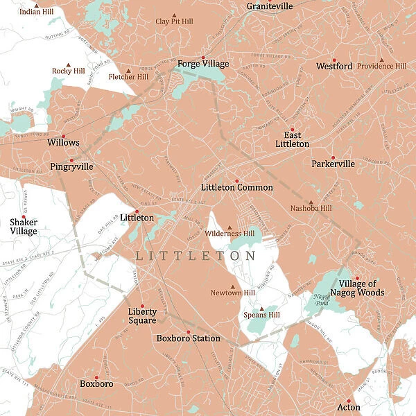 MA Middlesex Littleton Vector Road Map