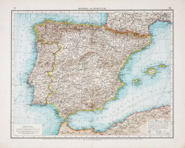 Map of Spain and Portugal 1896