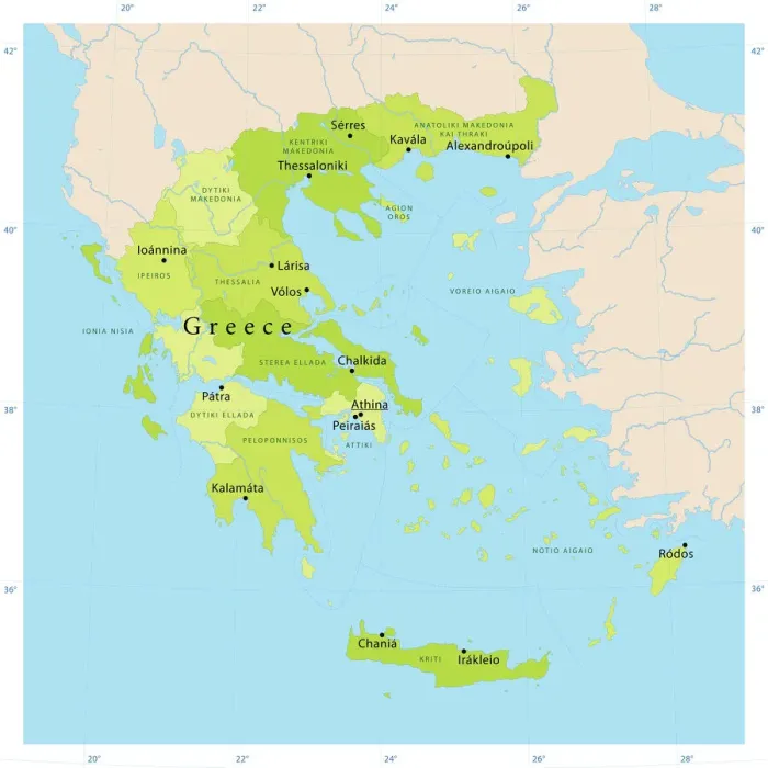 Framed Print : Greece Vector Map Print in CMYK Colors Framed Print : Greece Vector Map Print in CMYK Colors