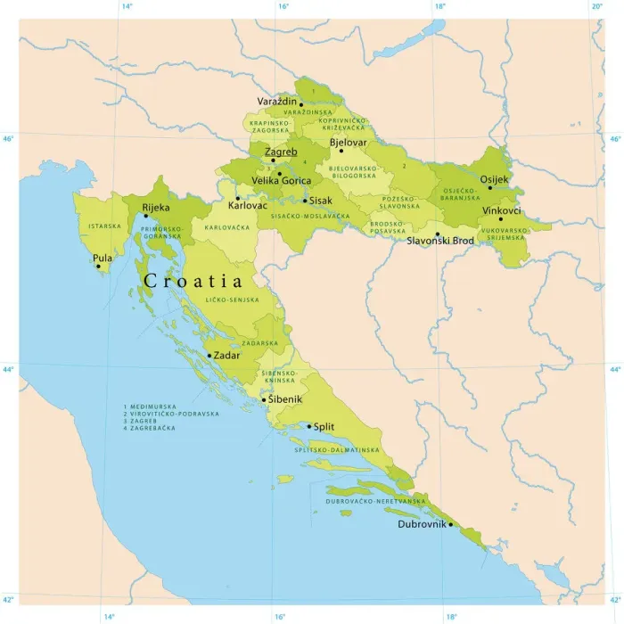 Framed Print : Croatia Vector Map for High-Quality Print Framed Print : Croatia Vector Map for High-Quality Print