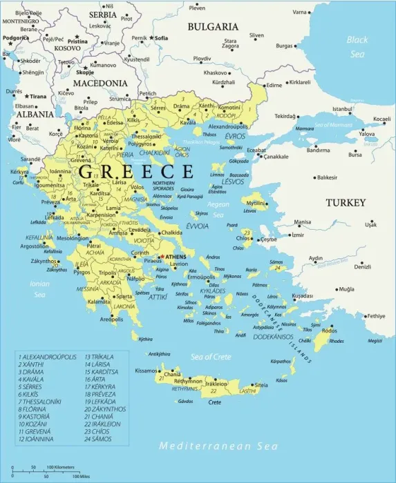 Framed Print : Vector Map of Greece Print Framed Print : Vector Map of Greece Print