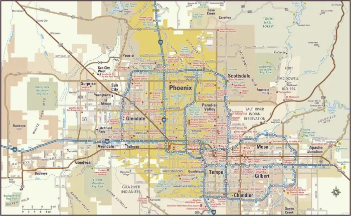 Framed Print : Phoenix, Arizona Area Map 2011 Print Reference