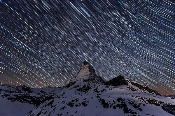 Matterhorn under star trails