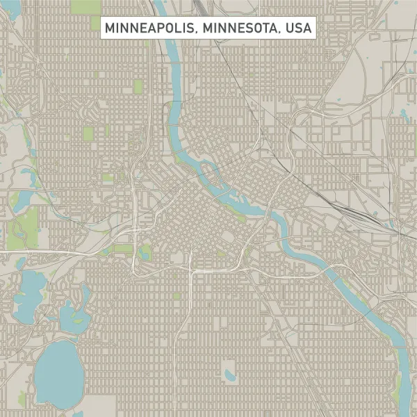 Minneapolis Minnesota US City Street Map