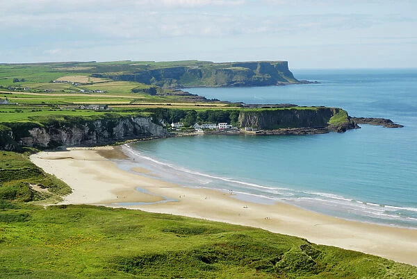 Northern Irish coastline with wide sandy beaches in Ballycastle, County Antrim, Northern Ireland, United Kingdom, Europe