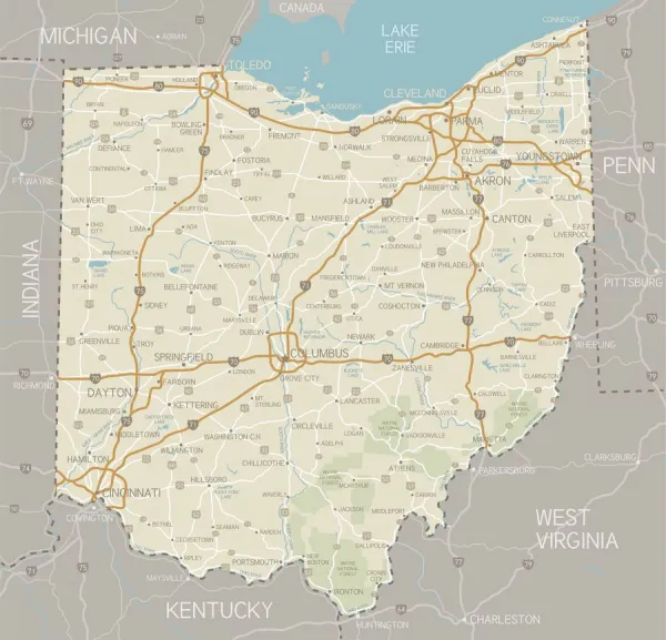 map of ohio state