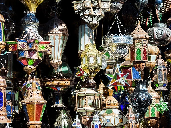 Oil lamps on sale at a market in the Medina, Marrakech, Marrakech-Tensift-Al Haouz, Morocco