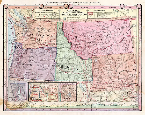 Pacific and northern states map 1898