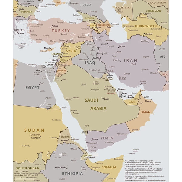 Political map of The Middle East