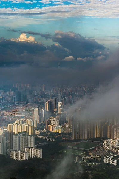 rain cloud over Hong Kong city