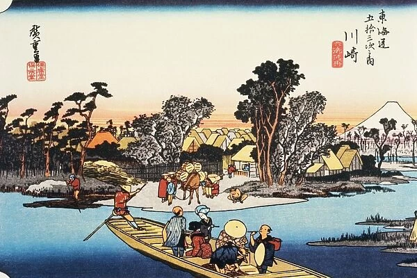 Scenery of Kawasaki in Edo Period, Painting, Woodcut, Japanese Wood Block Print