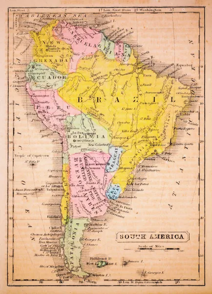 South America 1852 Map