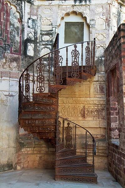 Spiral Stairway. Spiral stairway at Mehrangarh Fort, Jodhpur, India