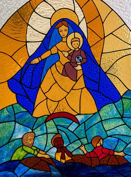Stained glass of the Virgin of Charity of El Cobre