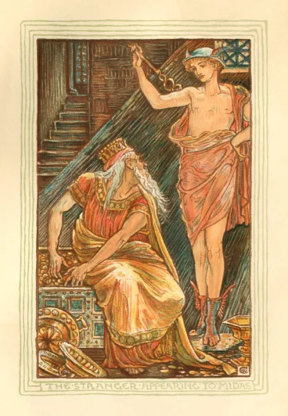 The stranger appearing to Midas - Greek mythology