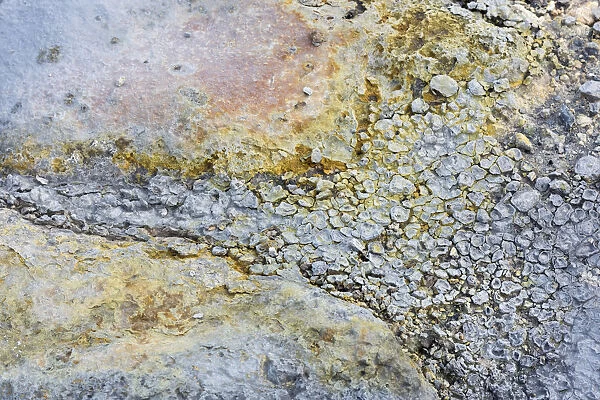 Sulphurous mineral deposits, Seltun geothermal area near Krysuvik or Krisuvik, Reykjanesskagi, Southern Peninsula or Reykjanes, Iceland
