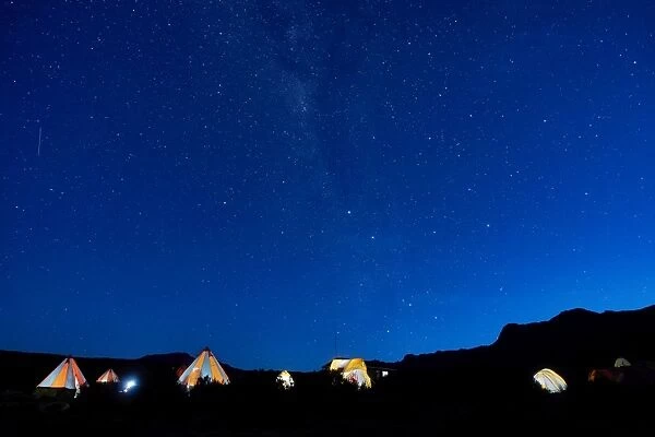 Tents at Shira One Camp at night, Kilimanjaro National Park