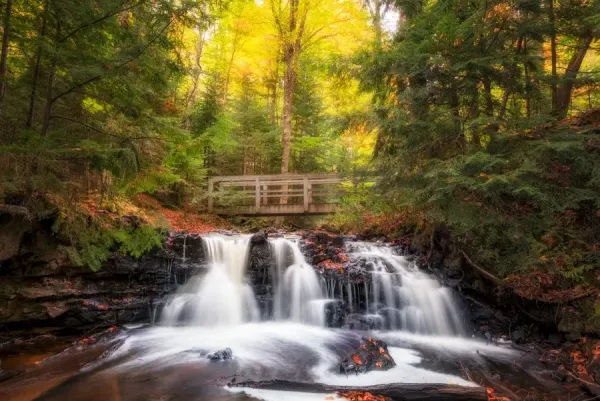 Upper Chapel Falls Autumn Print, Pictured Rocks National Lakeshore