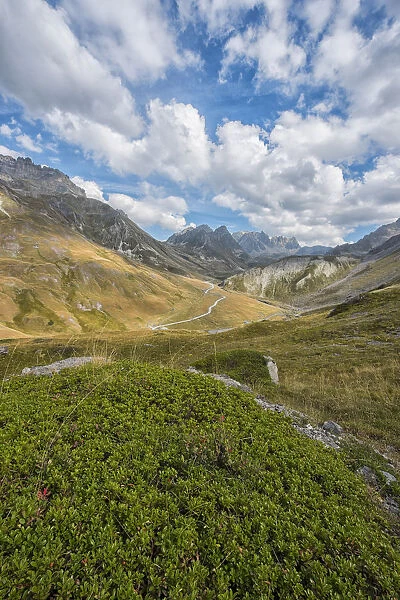 View of the Col du Galibier mountain pass, Savoie, France