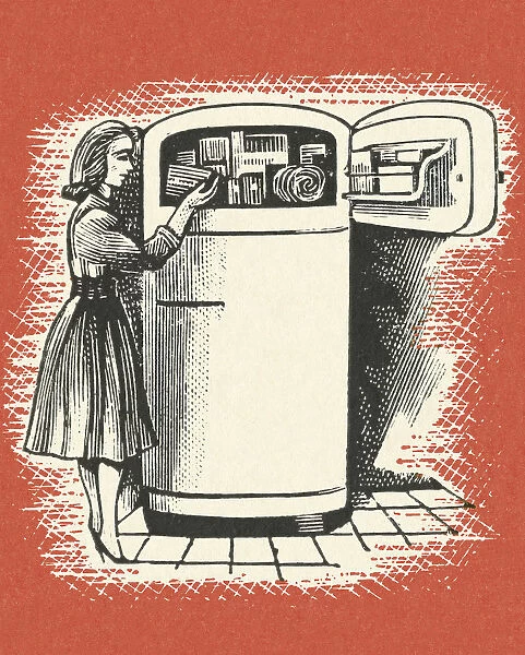 Woman Looking In Freezer