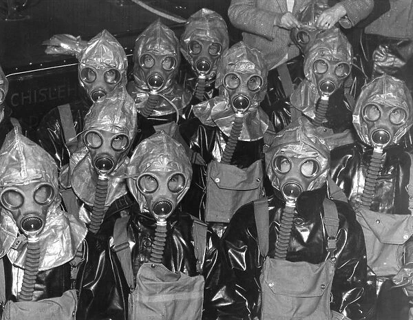 29 November 1937 Sidcup fire brigade in gas clothing A John Topham  /  TopFoto