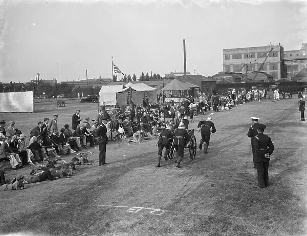 Fire brigade tournament demonstration in Erith, London. 1936
