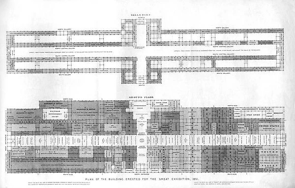 Plan of the building erected for The Great Industrial Exhibition of 1851 in The Crystal Palace