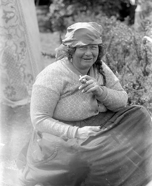 A Romany Gypsy Woman Smoking Her Pipe At The Epsom Races Photos Framed