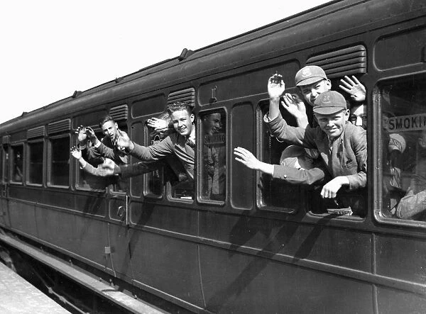 schoolboys on a train between the wars