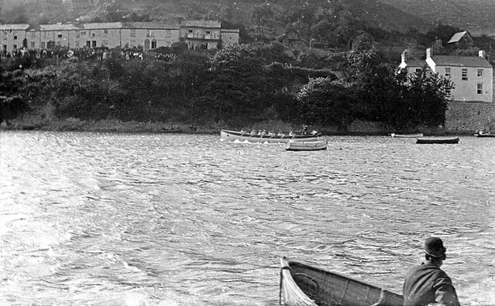 Framed Print : Malpas Regatta Print: Early 1900s Gig Rowing Scene Framed Print : Malpas Regatta Print: Early 1900s Gig Rowing Scene