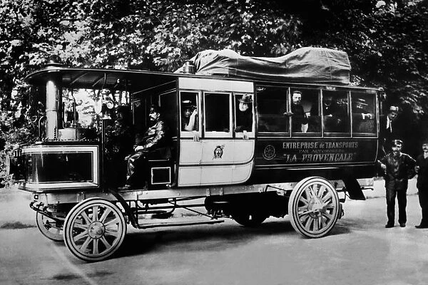 Steam Omnibus 1898. Picture shows a steam omnibus calls 'La Provenale' in 1898 in France