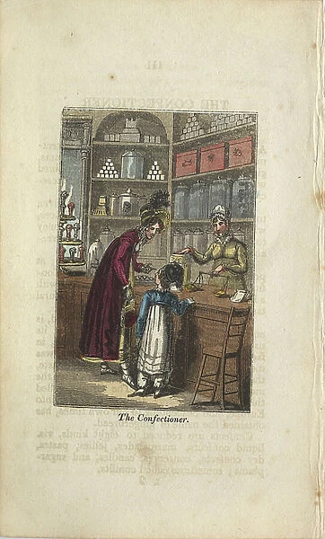 19th century confectioner with customers